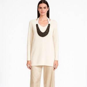 ADAM by Adam Lippes merino wool Women  Ivory sweater beads medium